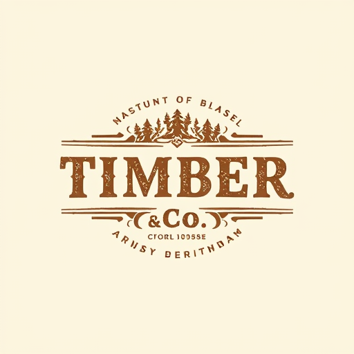 Professional logo design. Create a rustic, vintage-inspired logo for "Timber & Co.," focusing on textured fonts and earthy tones to convey tradition and craftsmanship.