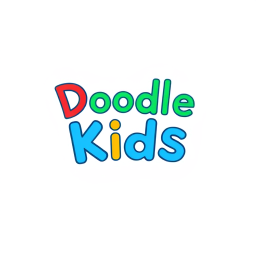 Professional logo design. Create a whimsical logo for "Doodle Kids," using colorful, hand-drawn fonts.