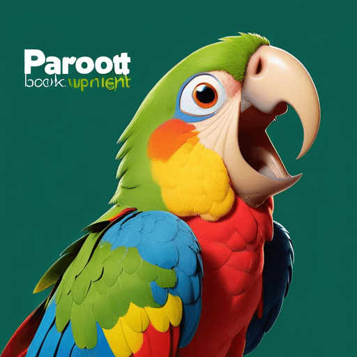 Professional logo design. parrot looking up right, close up , text PaRoot <lora:sdxlbase20:1>