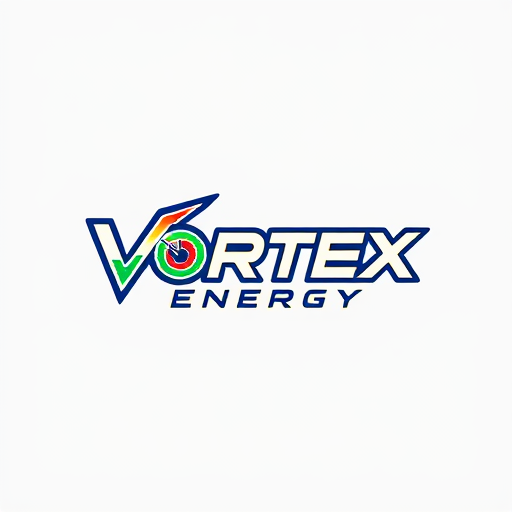 Professional logo design. Design a bold and energetic logo for "Vortex Energy," using sharp lines and vibrant colors.