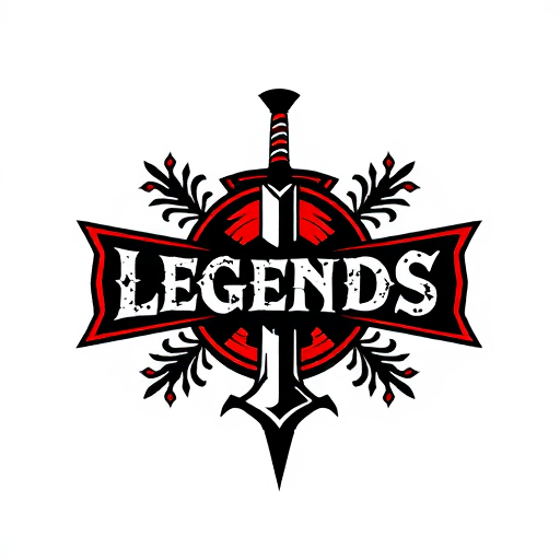 Professional logo design. old age sword with text 'Legends'. make it epic and creative merge between the source and the logo
