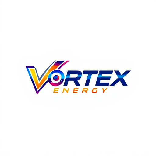 Professional logo design. Design a bold and energetic logo for "Vortex Energy," using sharp lines and vibrant colors.