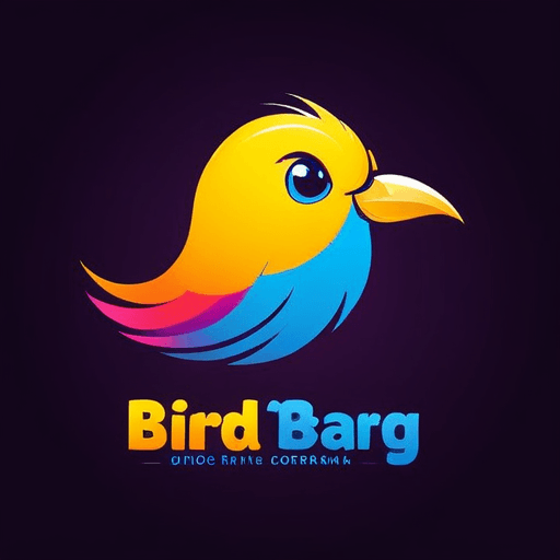 Professional logo design. bird logo, looking sideway and up, face only, add sparks, smile, colorful <lora:sdxlbase20:1>