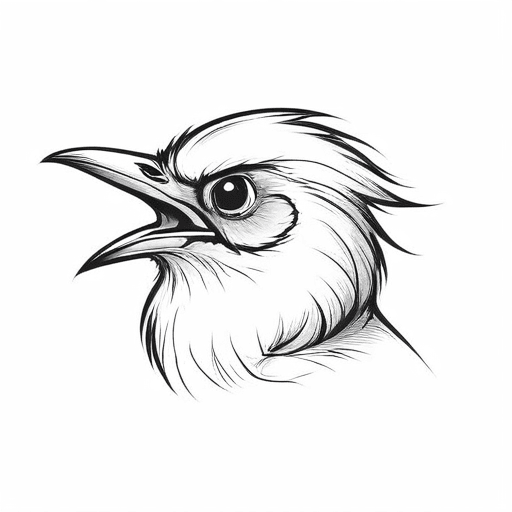 bird sketch looking straight