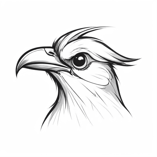 bird sketch looking straight