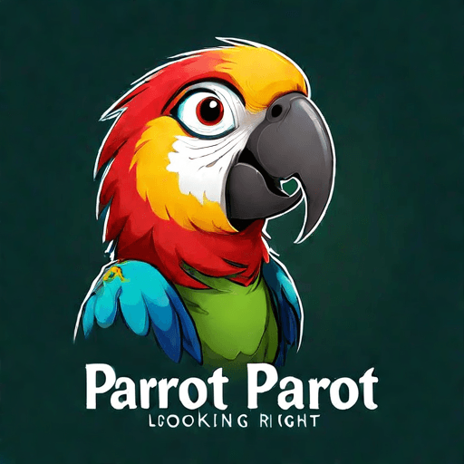 Professional logo design. parrot looking up right, close up , text PaRot <lora:sdxlbase20:1>