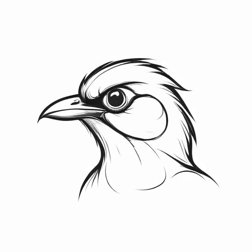 bird sketch looking straight