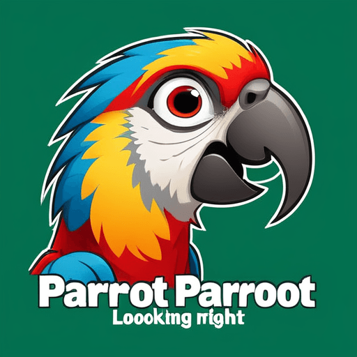 Professional logo design. parrot looking up right, close up , text PaRoot <lora:sdxlbase20:1>