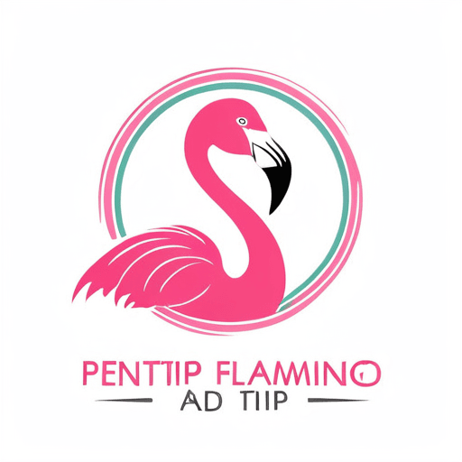 Professional logo design. pentip and flamingo. add text FlamingoTip <lora:sdxlbase20:1>
