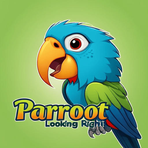 Professional logo design. parrot looking up right, close up , text PaRoot <lora:sdxlbase20:1>
