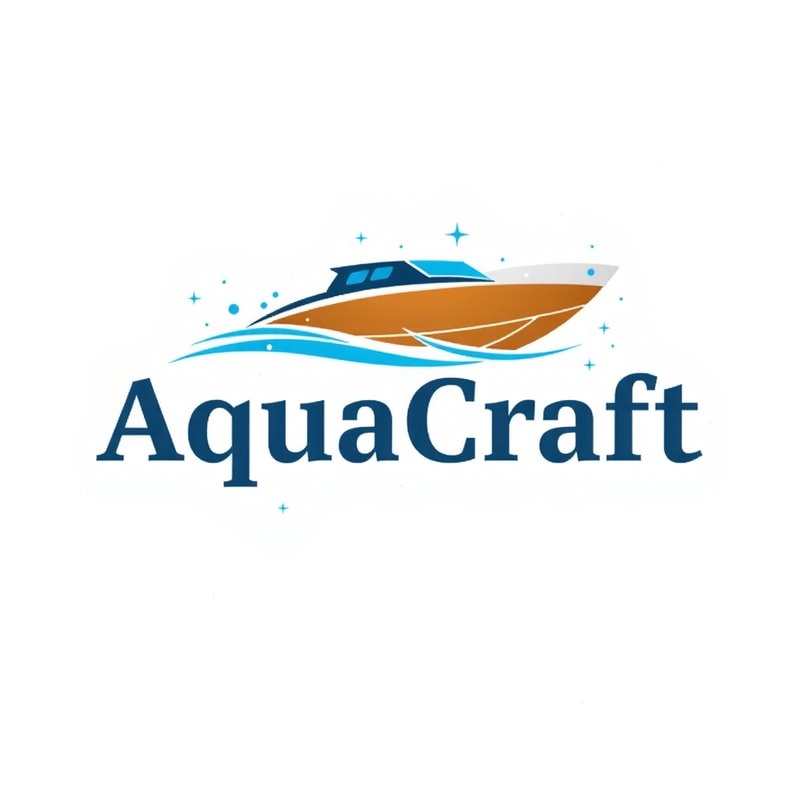 Develop a logo for "AquaCraft," a boat-building company, add elements of water and wood