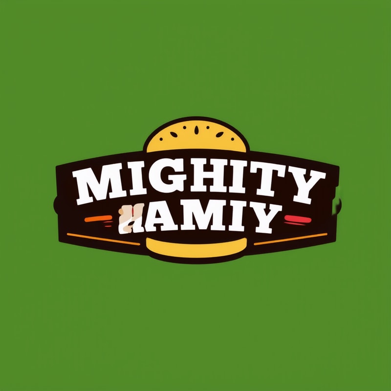 Design a playful logo for a gourmet burger restaurant, “Mighty hammy.”