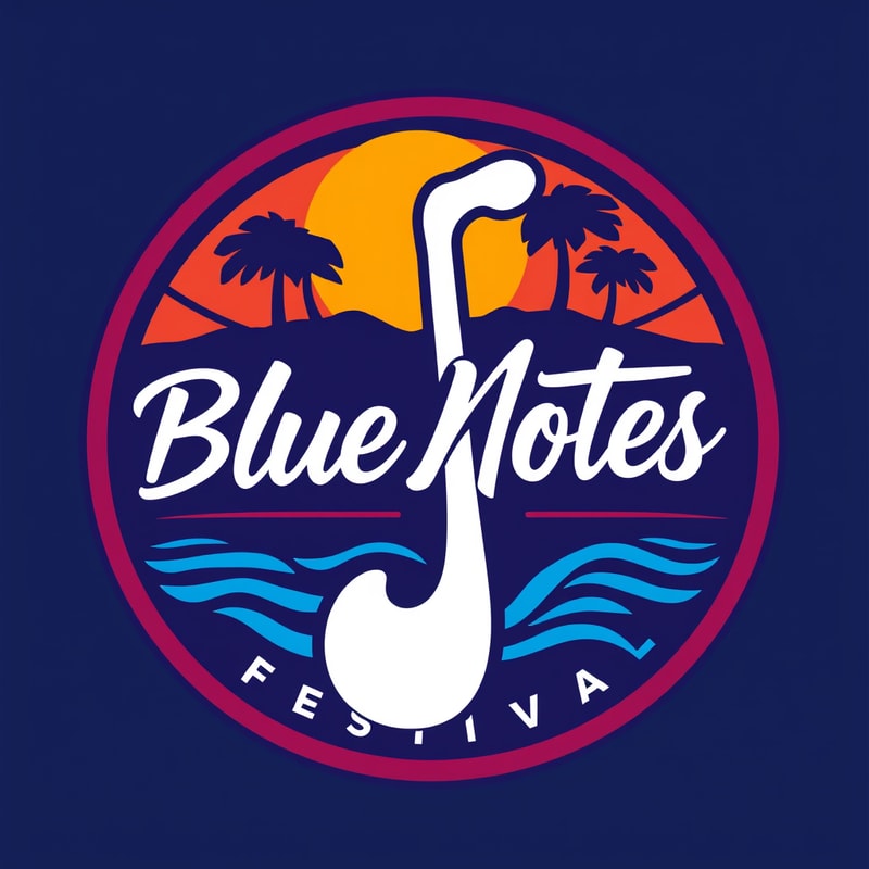 Professional logo design. Create a vibrant, dynamic logo for a summer jazz festival named “Blue Notes.”