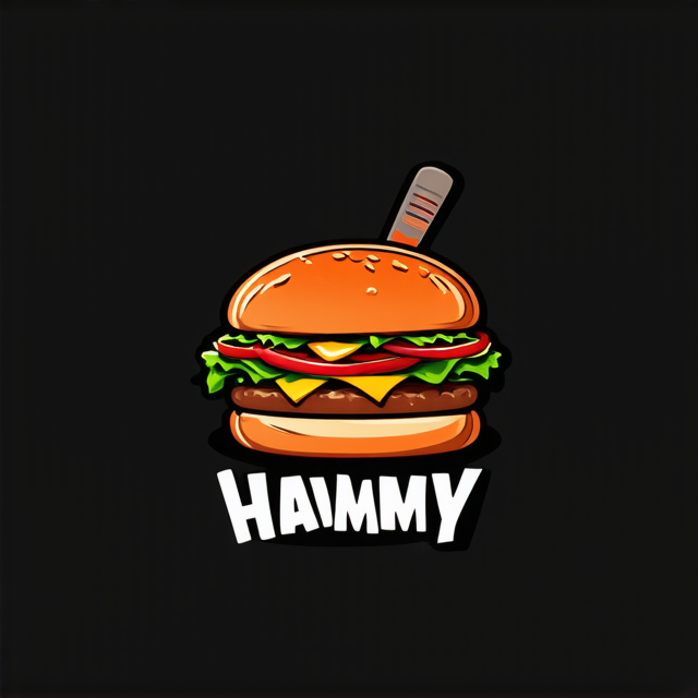  Design a playful logo for a gourmet burger restaurant, “Mighty Hammy.” Yellow background