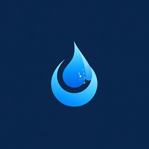 Professional logo design. "AquaPure" featuring a water droplet and clean blue hues.