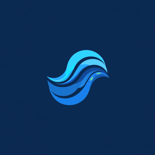 Professional logo design. Illustrate a simple wave icon with blue tones and contemporary, lowercase lettering for "OceanFlow". The logo should be a Symbol type.