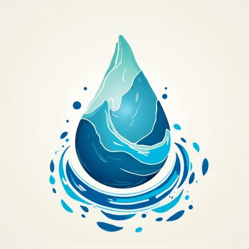 water drink concept, spiral leaves around it. Mountain.