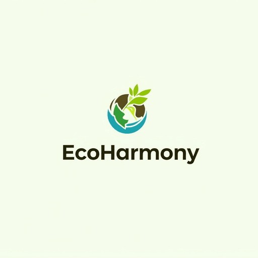 Professional logo design. Create a logo for "EcoHarmony," an eco-friendly brand. Incorporate elements such as leaves, a globe, and recycling symbols to emphasize sustainability. Use earthy colors like green, brown, and blue. Choose a clean, organic font that reflects the brand’s commitment to the environment.