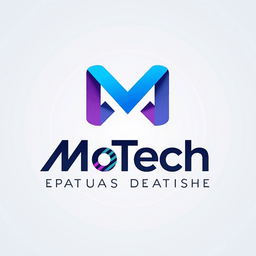 Professional logo design. Modern tech icon with gradient effects and futuristic typography - "MoTech"