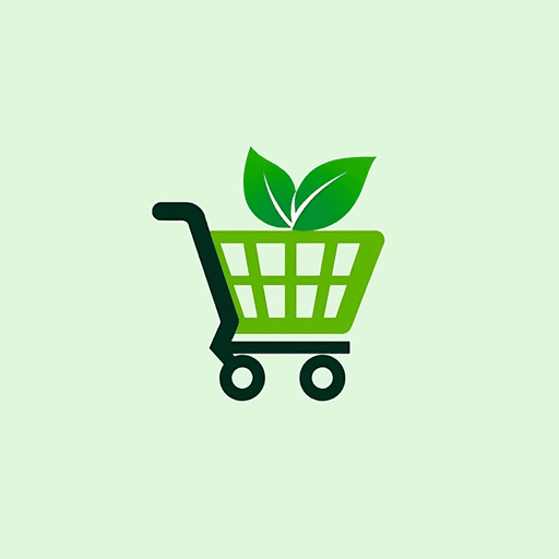 Professional logo design. Shopping cart with a leaf motif, featuring green and fresh colors - "GreenMart"