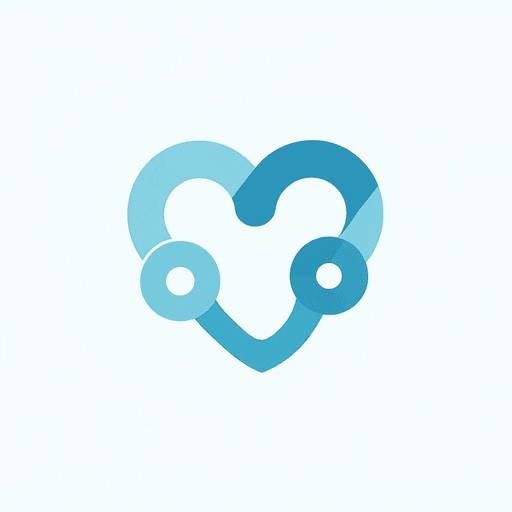 Professional logo design. Stylized stethoscope forming a heart with calming blue and white colors - "HealthGuard" 