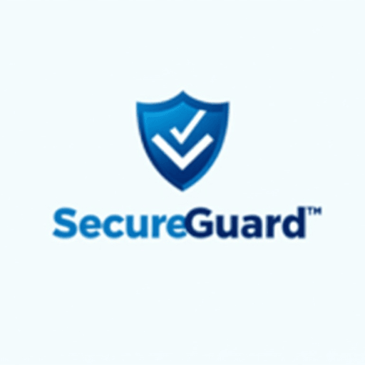 Professional logo design. Illustrate a shield with a checkmark in professional blue and white colors and clean, sans-serif typography for "SecureGuard". The logo should be an Emblem type.