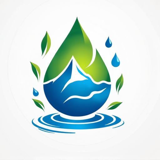 water drink concept, spiral leaves around it. Mountain.