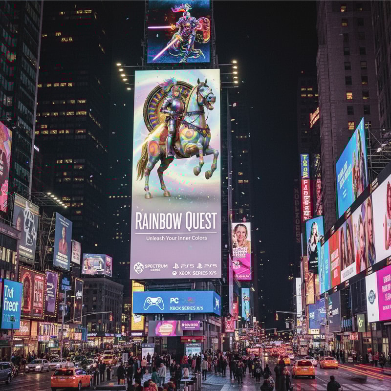 make this on a billboard advertisment for a computer game, on times square