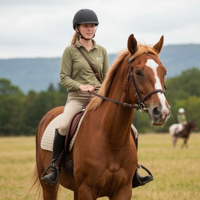 make the woman riding the horse