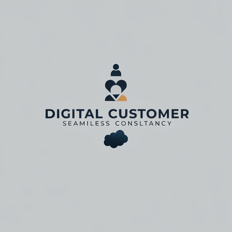 modern professional logo design for "Digital Customer Consultancy", includes icon + text, represents digital transformation, customer connection, seamless experience, and innovation, conveys confidence, expertise, and a human touch, clean minimalist aesthetic, balanced typography, geometric or organic form language, no clichés, no clouds, no gears, no Salesforce references, trustworthy and contemporary color palette (deep blues, neutrals, or subtle gradients), scalable for digital and print use, vector-style logo, high contrast, negative space design, branding focus, --v 6 --style 4c --ar 3:2 --q 2