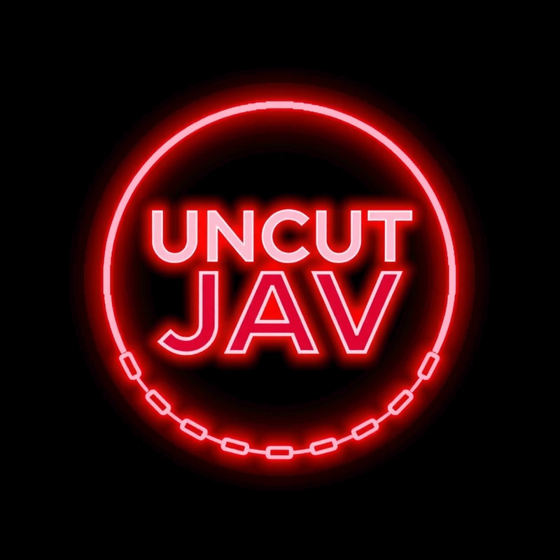 "A glowing neon logo with the text 'UNCUT JAV,' designed in a circular emblem style. The logo features a red and black background, bold and glowing pink text in uppercase letters for 'UNCUT' on the top line and 'JAV' below. The border is a neon red ring emitting a subtle glow. The bottom of the circle is accented with a glowing red chain pattern, giving the logo a dynamic and modern aesthetic. The design is sleek, vibrant, and matches the original visual style provided."