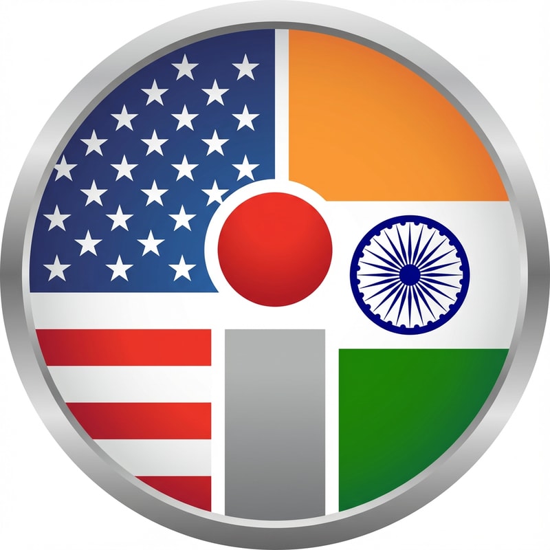 Need a logo in circle, in that circle one side USA flag and the other side India flag and in between them the attached image. Make it modern and attractive