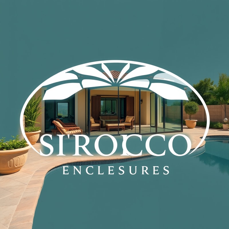 Professional logo design. make a logo based on this:-Name of product: Sirocco Enclosures -Product: High-End Retractable Glass Patio Enclosure -Style: Elegant/Luxurious yet minimalistic/simple. -Color Palette: Tuscan/Mediterranean/Sandy colors: Sandy/Browns/Slate Blue/Olive no bold colors