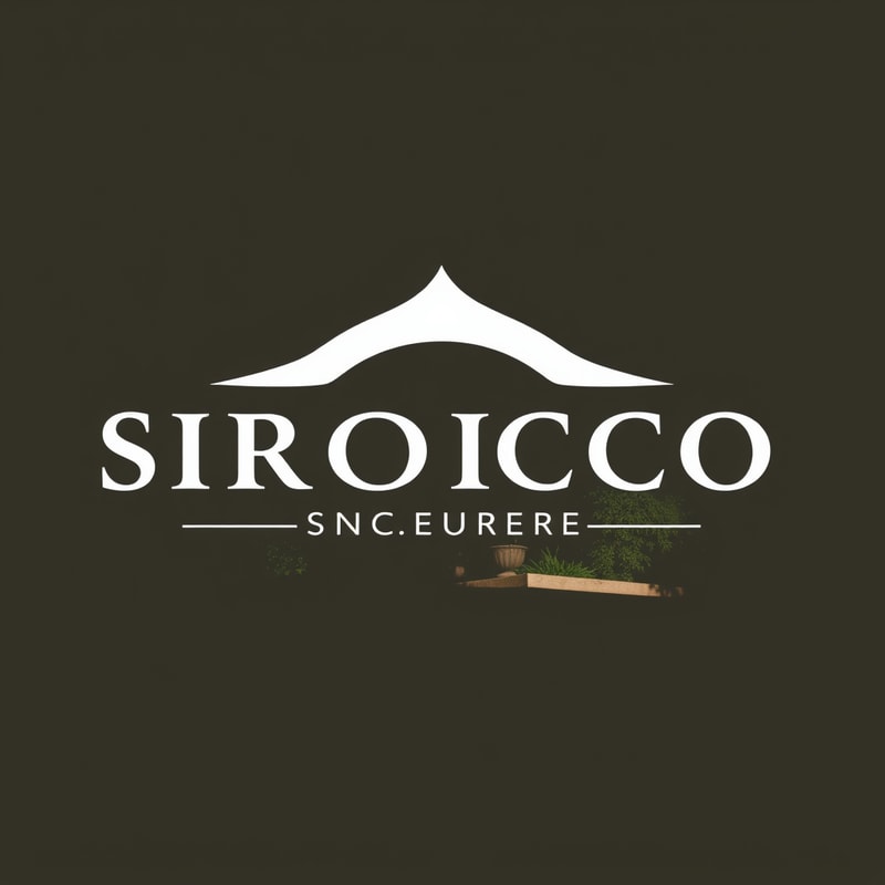 Professional logo design. make a logo based on this:-Name of product: Sirocco Enclosures -Product: High-End Retractable Glass Patio Enclosure -Style: Elegant/Luxurious yet minimalistic/simple. -Color Palette: Tuscan/Mediterranean/Sandy colors: Sandy/Browns/Slate Blue/Olive no bold colors