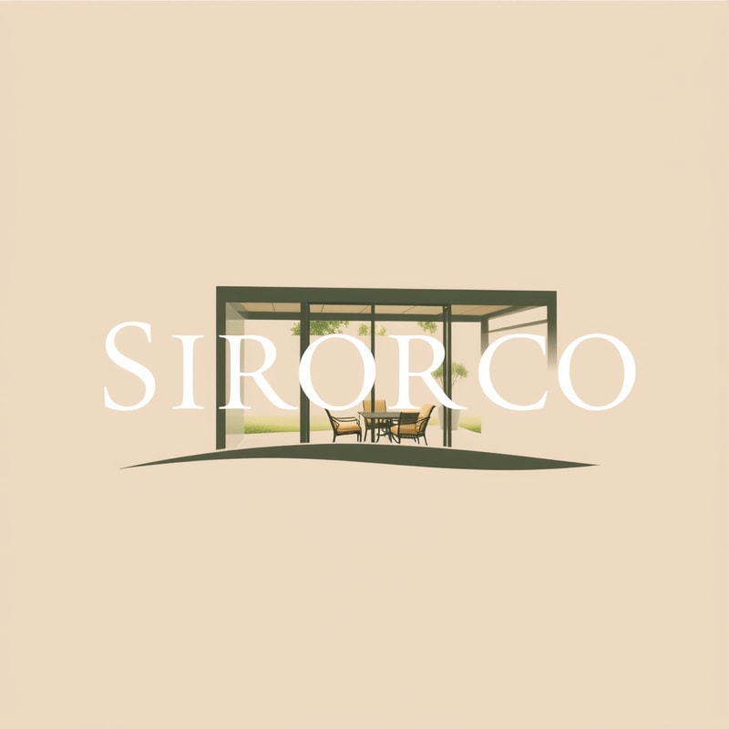 Professional logo design. make a logo based on this:-Name of product: Sirocco Enclosures -Product: High-End Retractable Glass Patio Enclosure -Style: Elegant/Luxurious yet minimalistic/simple. -Color Palette: Tuscan/Mediterranean/Sandy colors: Sandy/Browns/Slate Blue/Olive no bold colors