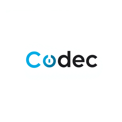 Professional logo design. Minimalist logo design for a modern software company named “Codec”. The style should be clean, sleek, and futuristic with simple geometric shapes. Use a monochrome or two-tone palette (black, white, and a subtle accent like blue or green). The word “Code” should be the focal point, possibly stylized with brackets { }, angle brackets < />, or binary-inspired elements. The design should feel professional, scalable, and timeless — suitable for both digital and print use. No clutter, just bold simplicity