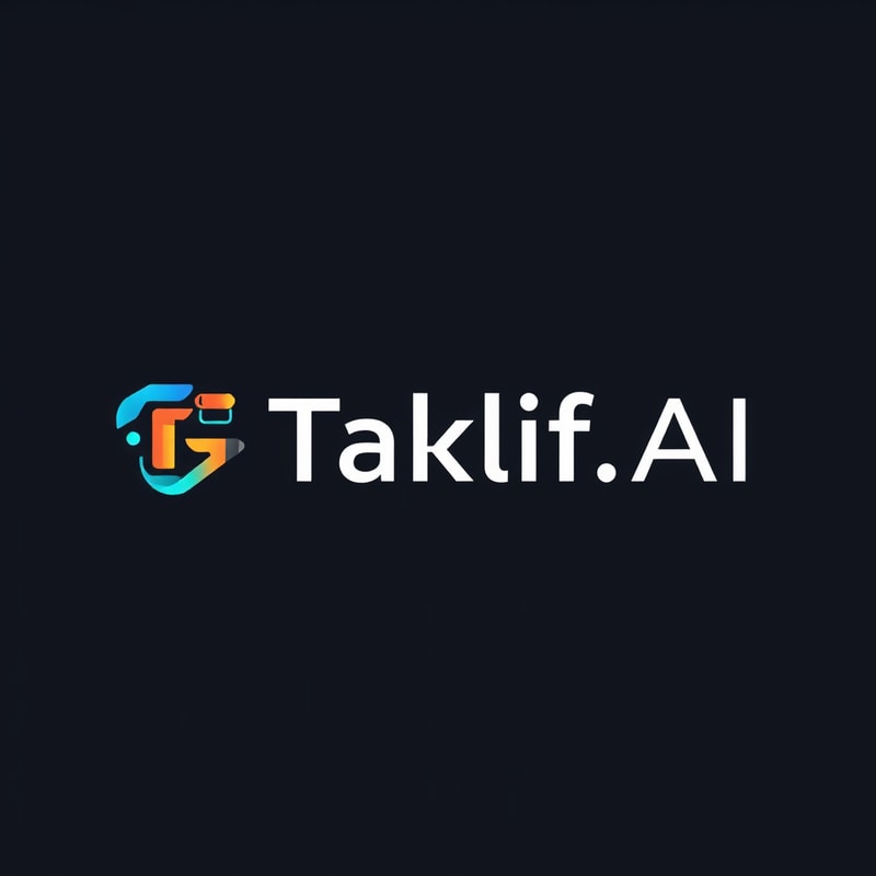 Professional logo design. Design a modern, tech-inspired logo for a startup called 'Taklif.AI.' The word 'Taklif' is Arabic for 'assignment.' Incorporate key elements such as a pen, symbolizing assignments and learning, along with an AI or digital motif to represent artificial intelligence. Use clean lines, minimalist shapes, and a professional color scheme that reflects innovation, education, and technology.