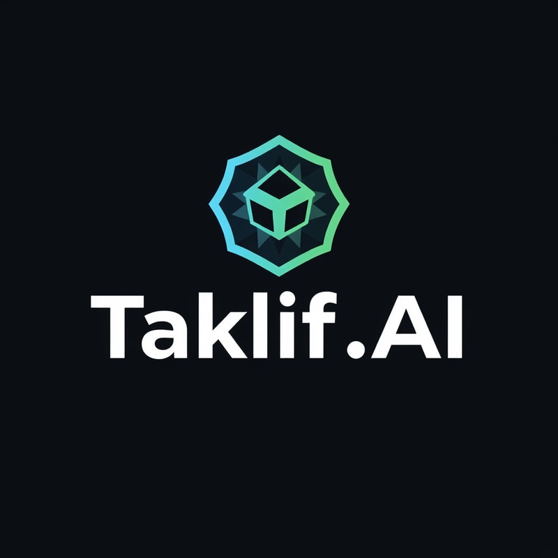 Professional logo design. Design a modern, tech-inspired logo for a startup called 'Taklif.AI.' The word 'Taklif' is Arabic for 'assignment.' our slogan is Empowering Instructors to Craft Unique and Original Programming, Data Science, and Math Assignments with LLMs 