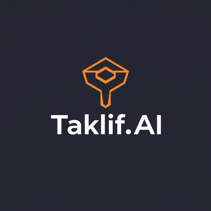 Professional logo design. Design a modern, tech-inspired logo for a startup called 'Taklif.AI.' The word 'Taklif' is Arabic for 'assignment.' our slogan is Empowering Instructors to Craft Unique and Original Programming, Data Science, and Math Assignments with LLMs 