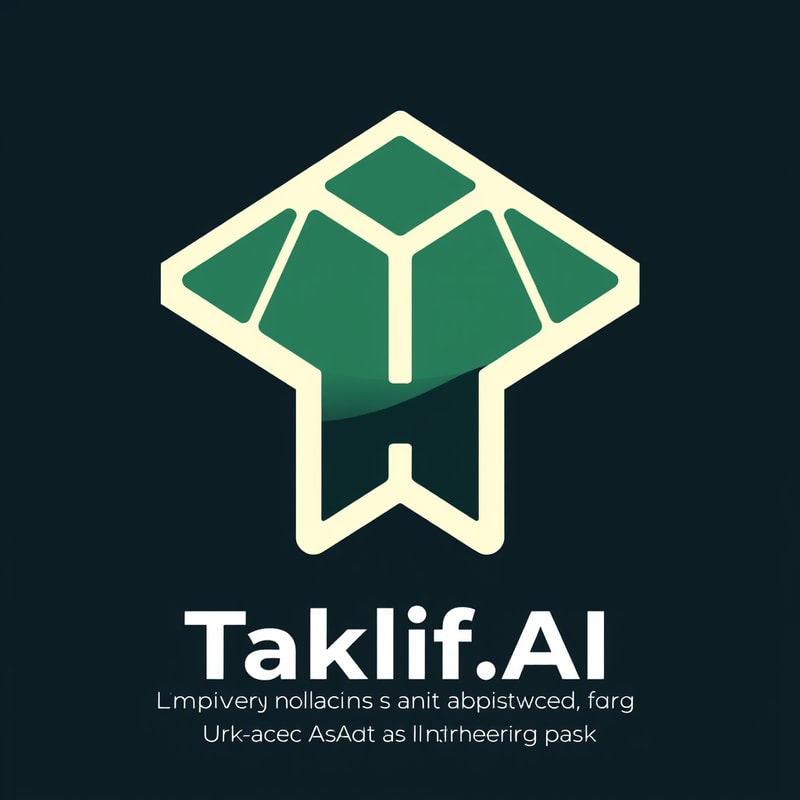 Professional logo design. Design a modern, tech-inspired logo for a startup called 'Taklif.AI.' The word 'Taklif' is Arabic for 'assignment.' our slogan is Empowering Instructors to Craft Unique and Original Programming, Data Science, and Math Assignments with LLMs 