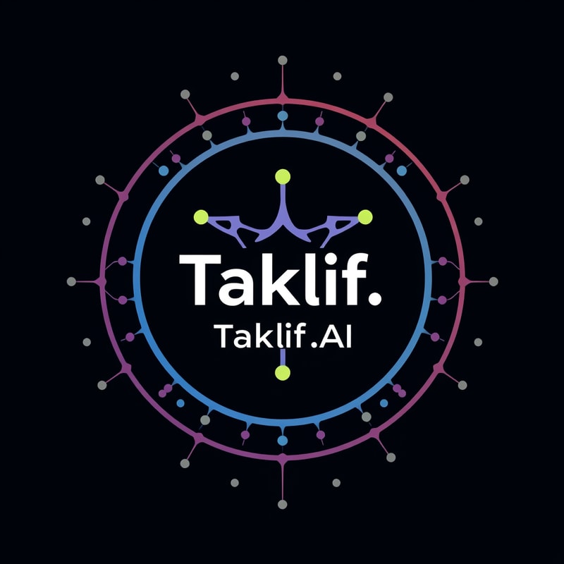 Professional logo design. Design a modern, tech-inspired logo for a startup called 'Taklif.AI.' The word 'Taklif' is Arabic for 'assignment.' our slogan is Empowering Instructors to Craft Unique and Original Programming, Data Science, and Math Assignments with LLMs 