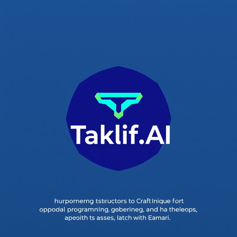 Professional logo design. Design a modern, tech-inspired logo for a startup called 'Taklif.AI.' The word 'Taklif' is Arabic for 'assignment.' our slogan is Empowering Instructors to Craft Unique and Original Programming, Data Science, and Math Assignments with LLMs 