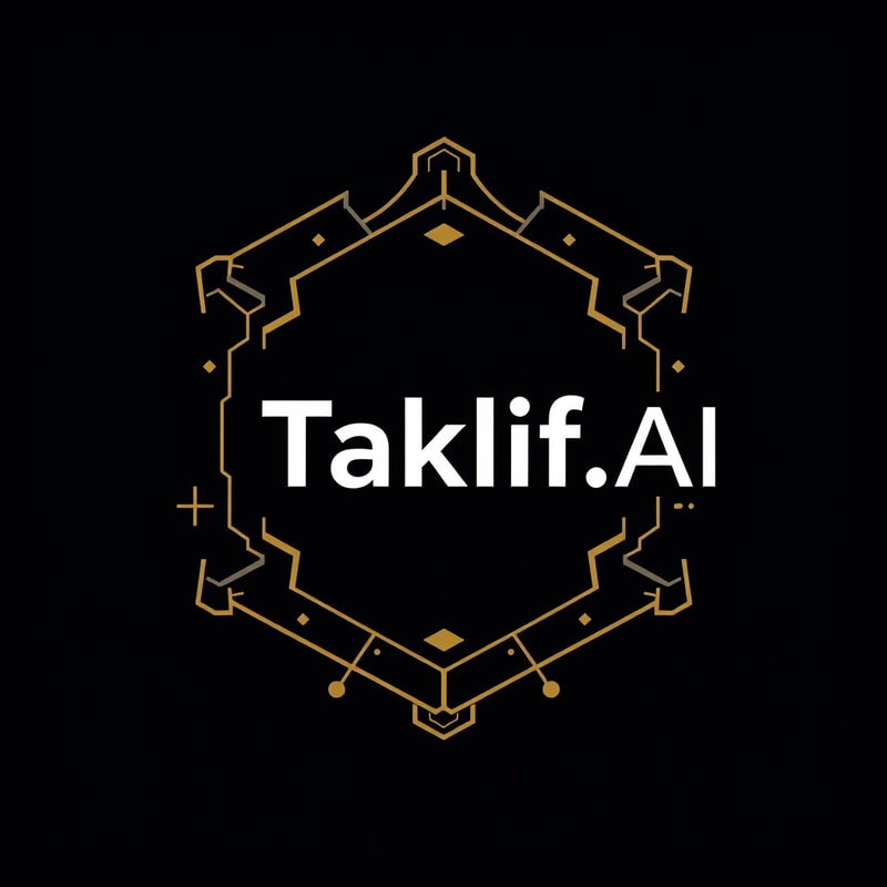 Professional logo design. Design a modern, tech-inspired logo for a startup called 'Taklif.AI.' The word 'Taklif' is Arabic for 'assignment.' try to make negative space with the name