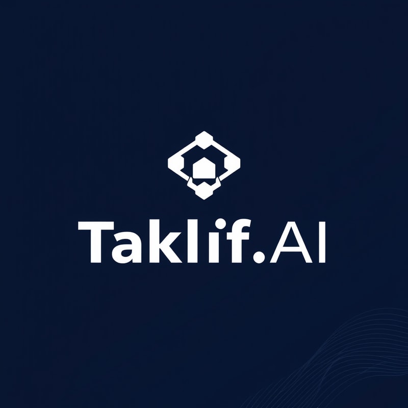Professional logo design. Design a modern, tech-inspired logo for a startup called 'Taklif.AI.' The word 'Taklif' is Arabic for 'assignment.' our slogan is Empowering Instructors to Craft Unique and Original Programming, Data Science, and Math Assignments with LLMs try to make negative space with the name