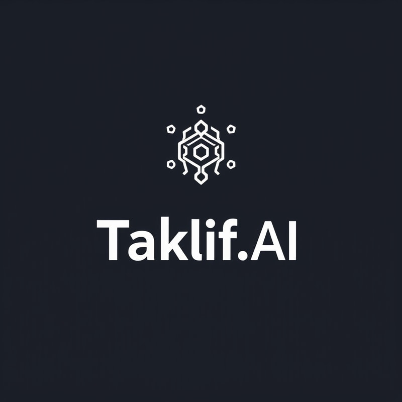 Professional logo design. Design a modern, tech-inspired logo for a startup called 'Taklif.AI.' The word 'Taklif' is Arabic for 'assignment.' our slogan is Empowering Instructors to Craft Unique and Original Programming, Data Science, and Math Assignments with LLMs try to make negative space with the name