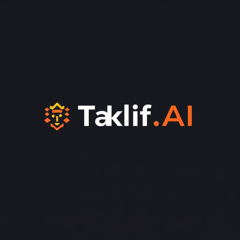 Professional logo design. Design a modern, tech-inspired logo for a startup called 'Taklif.AI.' The word 'Taklif' is Arabic for 'assignment.' our slogan is Empowering Instructors to Craft Unique and Original Programming, Data Science, and Math Assignments with LLMs try to make negative space with the name