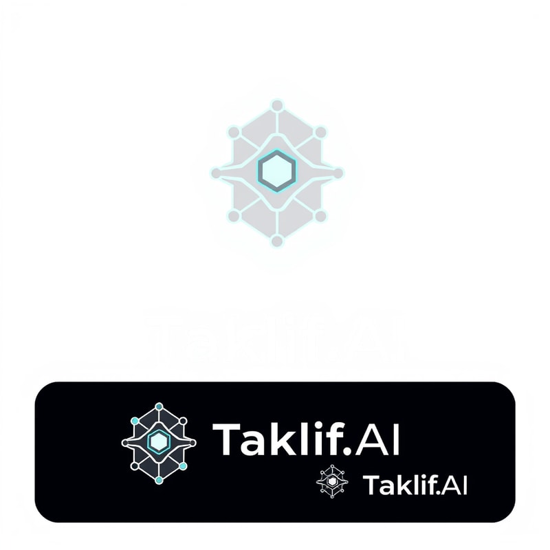 Professional logo design. Design a modern, tech-inspired logo for a startup called 'Taklif.AI.' The word 'Taklif' is Arabic for 'assignment.' Use clean lines, minimalist shapes, and a professional color scheme that reflects innovation, education, and technology.