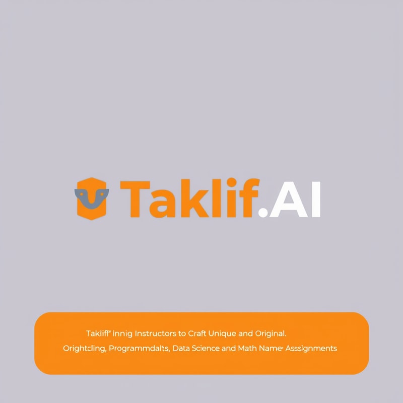 Professional logo design. Design a modern, tech-inspired logo for a startup called 'Taklif.AI.' The word 'Taklif' is Arabic for 'assignment.' our slogan is Empowering Instructors to Craft Unique and Original Programming, Data Science, and Math Assignments with LLMs try to make negative space with the name