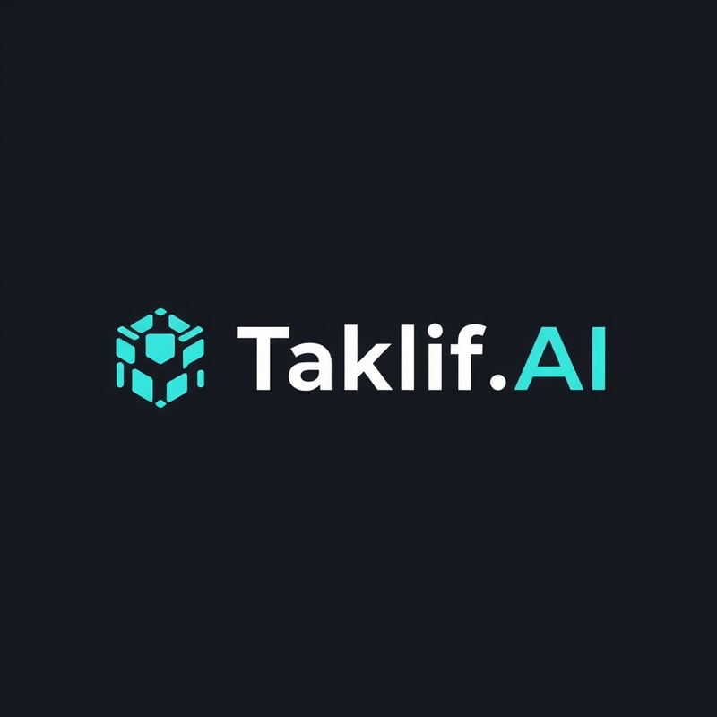 Professional logo design. Design a modern, tech-inspired logo for a startup called 'Taklif.AI.' The word 'Taklif' is Arabic for 'assignment.' our slogan is Empowering Instructors to Craft Unique and Original Programming, Data Science, and Math Assignments with LLMs try to make negative space with the name