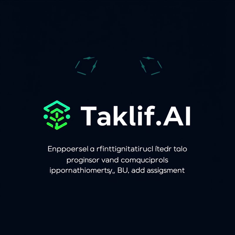 Professional logo design. Design a modern, tech-inspired logo for a startup called 'Taklif.AI.' The word 'Taklif' is Arabic for 'assignment.' our slogan is Empowering Instructors to Craft Unique and Original Programming, Data Science, and Math Assignments with LLMs try to make negative space with the name
